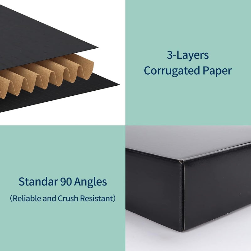 Rempry 12x9x3 Inches Black Shipping Boxes 20 Pack, Corrugated Cardboard Mailer Boxes for Packaging, Gift Boxes with Lids for Small Business - Image 4